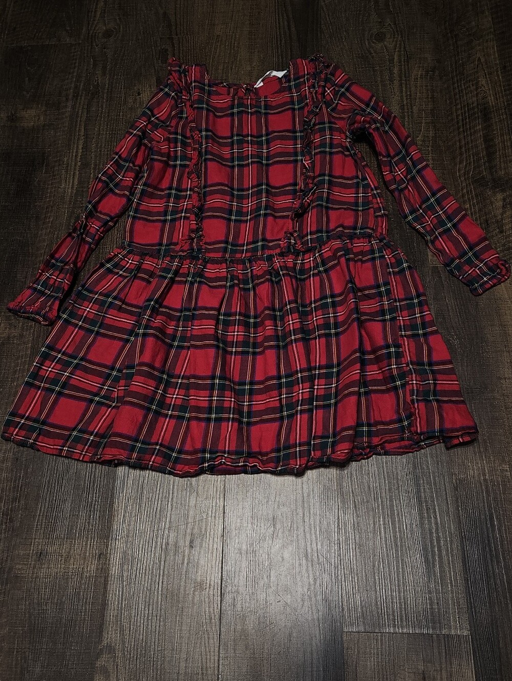 H&M Long Sleeve Tartan Plaid Drop Waist Dress